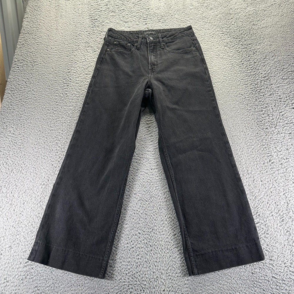 Free Assembly Full Wide Jeans Womens 8 Black Denim Straight Leg Stretch Workwear